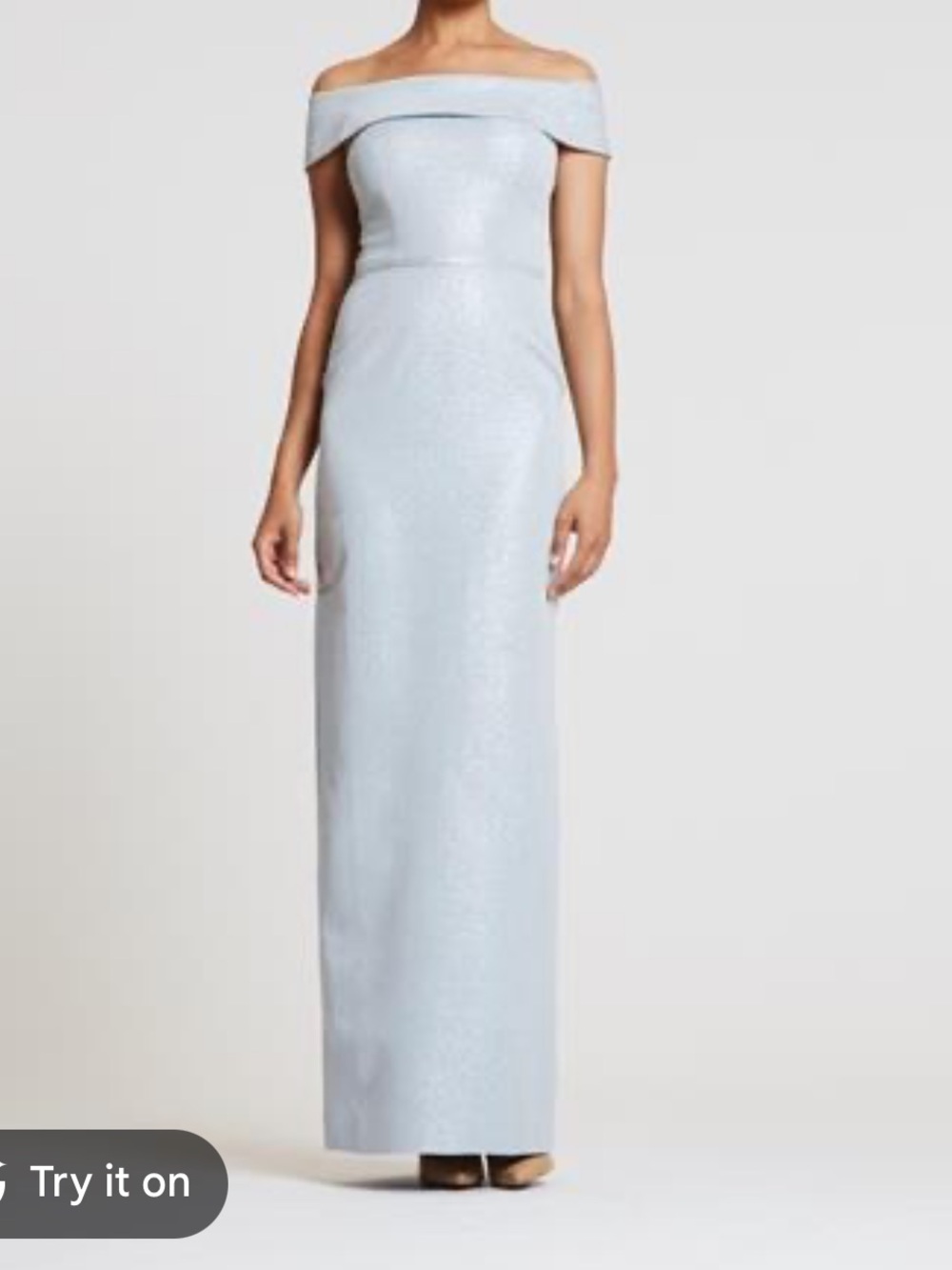Teri Jon Strapless Shimmery Light Blue Evening Gown